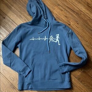 Outrun The dark Blue Graphic Hoodie for women